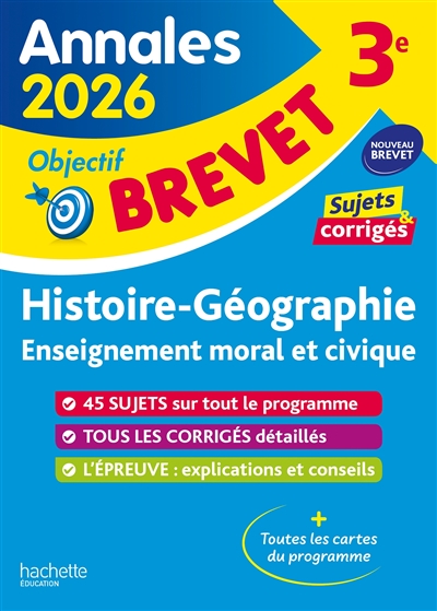 Histoire géographie, enseignement moral et civique : annales brevet 2026, sujets et corrigés