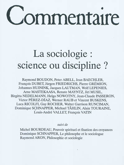 Commentaire, n° 136 bis. La sociologie, science ou discipline ?