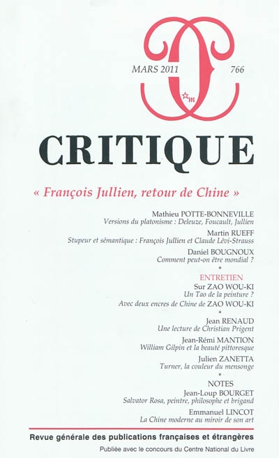 critique, n° 766. françois jullien, retour de chine