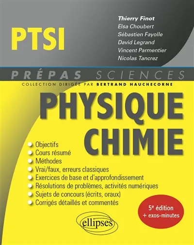 Physique chimie PTSI : nouveaux programmes