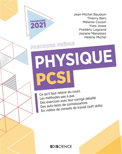 Physique PCSI : programme 2021