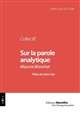 Sur la parole analytique : Maurice Blanchot